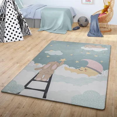 Produktbild von TT Home Teppich Kinder Kinderzimmerteppich Junge Mädchen Kinderteppich Babymatte Wolken Größe 80x150 cm