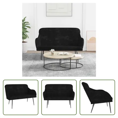 Zdjęcie produktu dla Ławka Living Store czarna 110x76x80 cm aksamitna
