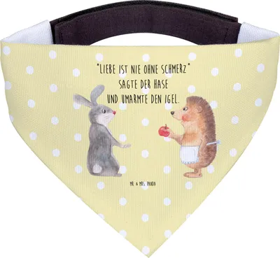 Produktbild von Mr. & Mrs. Panda Halstuch Für Hunde Hase Igel - Gelb Pastell - Geschenk, Hund, Trennungsschmerz, Lustige Sprüche, Trösten, Bandana, Hals Tuch, Dreieckstuch, Hundehalstuch