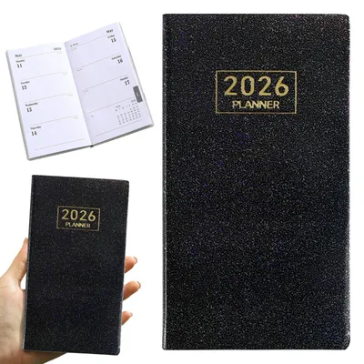 Produktbild von Terminkalender 2026 A6 - 128 Seiten - 12-Monats-Kalender - Jahresplaner und Organizer - Tagesplaner für Arbeit, Studium und Zuhause - Sternenschwarz