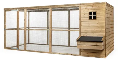 Produktbild von Fatmoose Hühnerstall HappyHen House aus Holz mit Auslauf - 448x209x183 cm