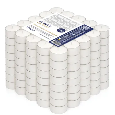 Produktbild von Horeca Candles 200 Weiße Teelichter 8h Brenndauer – Geruchlos – Transparente Hülle