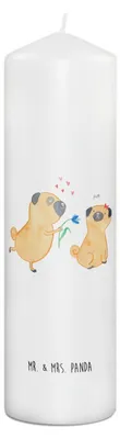 Produktbild von Mr. & Mrs. Panda Stumpenkerze Mops Verliebt 29 x 8 cm XL - Weiß - Geschenk, Kerze, Liebe, Partner, Hund, Wachskerze, Erinnerungslicht, Sprüche, Blockkerze, Knuffig