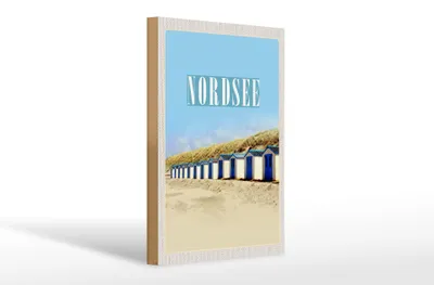 Produktbild von Holzschild Reise 20x30cm Nordsee Strand Stranhäusschen Sonner