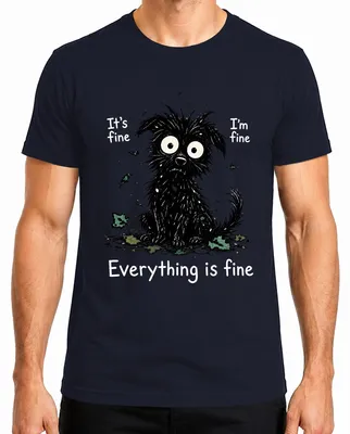 Immagine prodotto di Va bene, sto bene, tutto è a posto. T-shirt "Hund Statement", con scritta sarcastica, colore blu navy, taglia XL