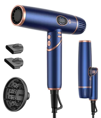 Produktbild von 1600W Ionen Föhn 110000 U min 340g klappbar 57dB-Reise Leistungsstarker Hochgeschwindigkeits-Bürstenlosmotor Blau