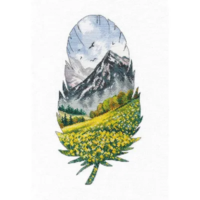 Immagine prodotto di Set per punto croce "Paesaggio montano I", schema contato, 16x30cm