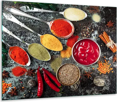 Obrázok produktu pre Kryt varnej dosky Sklenený kryt varnej dosky Splashback 60x52cm Korenie