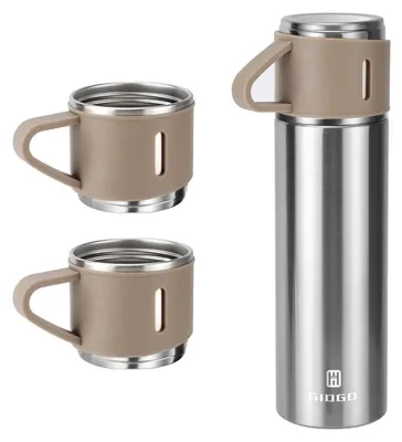 Obrázok produktu pre Termoska s hrnčekom, nerezová oceľ, 500 ml, hnedá, sada