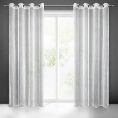 Produktbild von Eurofirany 398978, Durchscheinend, Weiß, Einfarbig, Polyester, Ring, 90 g/m²