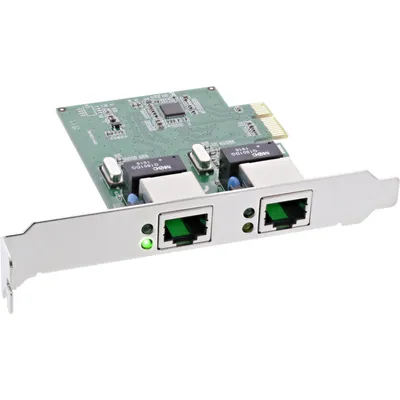 Produktbild von InLine® Dual Gigabit Netzwerkkarte, PCI Express, 2x 1GBit/s, PCIe x1, inkl. low