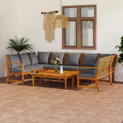Zdjęcie produktu dla Maison Exclusive – 9-częściowy zestaw ogrodowy z poduszkami, wykonany z litego drewna akacjowego