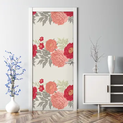 Produktbild von Dekorative Aufkleber selbstklebend Abnehmbarer Türposter Klebefolie Vintage Pfingstrosen 85 x 200 cm