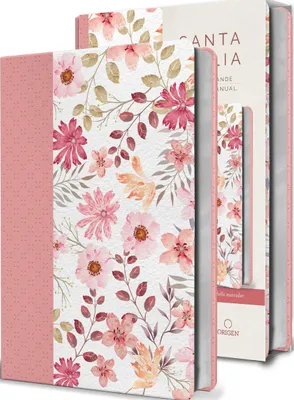 Produktbild von Biblia Reina Valera 1960 Letra Grande. Piel Rosada Con Flores, Tamaño Manual / Spanish Bible Rvr 1960 Large Print. Imitation Pink Leather with Flowers