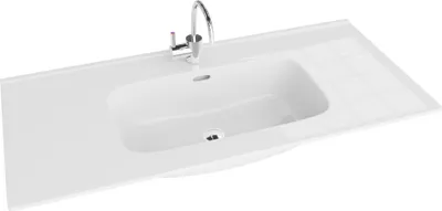Produktbild von LAVITA Möbelwaschtisch Minnesota 1000 | Möbelwaschbecken | Waschbecken mit Überlauf und Hahnloch | Aus hochwertigem Porzellan | Waschtisch | 101x46,5x17 cm | Weiß Glanz