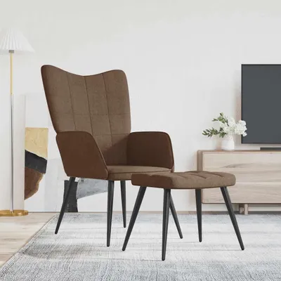 Image de Maison Exclusive - Fauteuil de détente avec repose-pieds, tissu marron