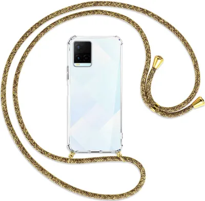 Produktbild von Handykette Backcover-Schutzhülle mit Band (Metall goldfarben) für vivo Y21s (6.51''), Y33s - braun+beige