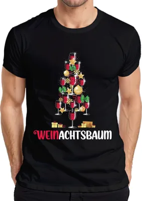 Produktbild von Weinachtsbaum Weintrinker - Weihnachten Weihnachtsgeschenk Christmas Herren T-Shirt, Schwarz, XL