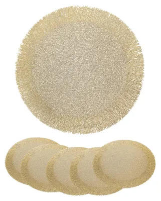 Produktbild von Platssets 6er Set Rund Gold, Tischunterlagen Metallic abwaschbar, 38cm Gold