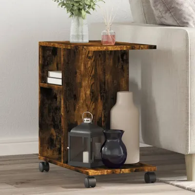 Produktbild von Möbel Beistelltisch mit Rollen Räuchereiche 50x30x55 cm Holzwerkstoff - Beistelltische &15636
