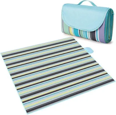 Produktbild von Famanu Picknickdecke Wasserfest 200 x 200 cm - Tragbare Decke für Camping, Wandern, Strand und Park - Blau