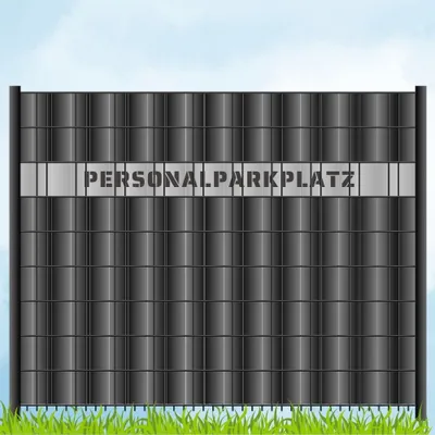 Produktbild von zaun|zu Sichtschutzstreifen mit Laser Beschriftung "PERSONALPARKPLATZ" Doppelstab Lichtgrau 2,55m