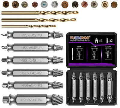 Produktbild von Schraubenausdreher Set, 9-teilig, HSS 6542 Stahl, für beschädigte Schrauben