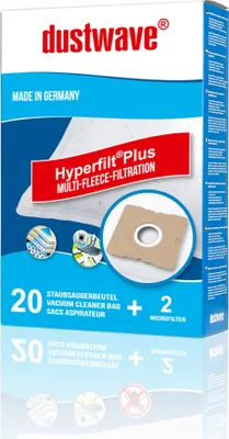 Produktbild von Megapack - 20 Staubsaugerbeutel | Filtertüten | Staubfilter passend für Grundig - VCC 3851 Staubsauger - dustwave® Markenstaubbeutel /  Germany + inkl. Microfilter