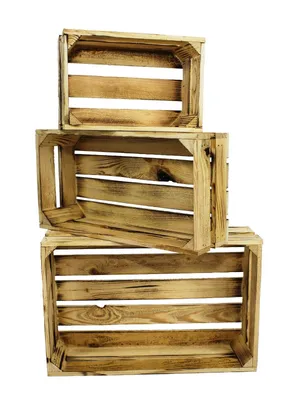 Produktbild von Lermowood Set aus 3 Holzkisten Nr. 3 Geflammt, Naturholz, Wandregale, Aufbewahrung, 7 Farben, Vintage