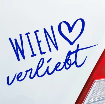 Produktbild von Auto Aufkleber Wien verliebt Herz Stadt Heimat Liebe Car 19x10 cm Dunkelblau Sticker Heckscheibenaufkleber