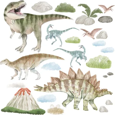 Produktbild von Wandtattoo Dinosaurier, Vulkan, mit umweltfreundlichen, geruchsneutralen Druckfarben - Wandsticker, Wandaufkleber Kinder 150 x 250 cm