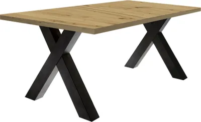 Produktbild von Esstisch ausziehbar Eike 7 160 x 90 x 75 Esszimmertisch Schwarzstahl/Asteiche 13432-160