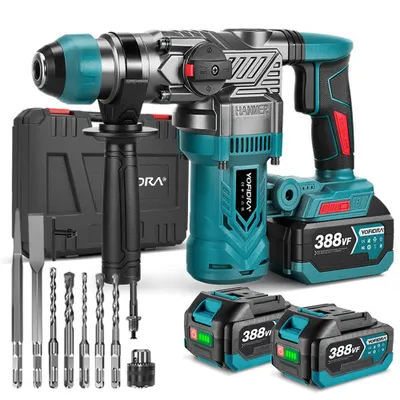 Produktbild von Akku-Bohrhammer Bürstenloser Schlagbohrmaschine SDS-Plus Bohrhammer mit 2x Akkus Schlagbohrmaschine 2.6 J, Für Heimwerker und Bauarbeiten