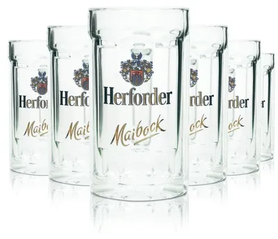 Produktbild von 6x Herforder Bierglas 0,2l Konturglas Bierkrug Humepn Maibock Seidel Gläser Set