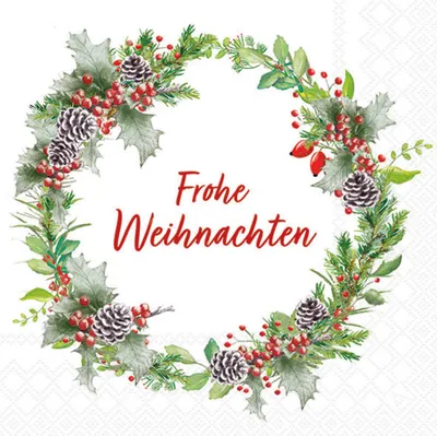 Produktbild von Servietten Papier 33x33cm 3-lagig mit Frohe Weihnachten Motiv 20 Stk.