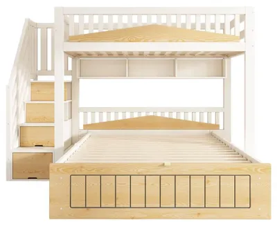 Obrázek produktu pro Dětská palanda – rozměry 90 x 200 cm a 140 x 200 cm – s úložným prostorem – s žebříkem – s bezpečnostní zábranou – s USB-C portem – bez matrace