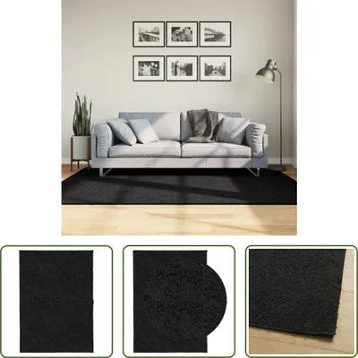 Produktbild von The Living Store Shaggy-Teppich PAMPLONA Hochflor Modern Schwarz 140x200 cm