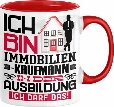 Produktbild von Immobilienkaufmann Ausbildung Tasse Geschenk Ich Bin Immobilienkaufmann In Der Ausbildung Ich Darf Das Geschenkidee Spruch (Rot)