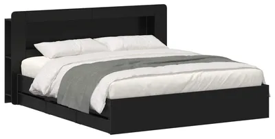Obrázek produktu pro Rám postele s úložným prostorem s čelo Černá 200 x 200 cm