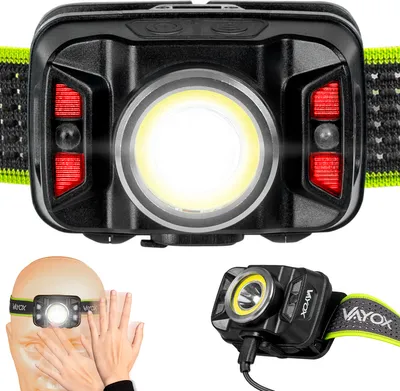 Obrázek produktu pro Vayox LED čelovka VA0025 Pro Series | 320lm | XTE5W + COB 10W | Gesta | 6 režimů | USB | Černá