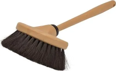 Image de Brosse à poussière triangulaire avec manche de 30 cm - Balai en poils naturels pour toutes les surfaces