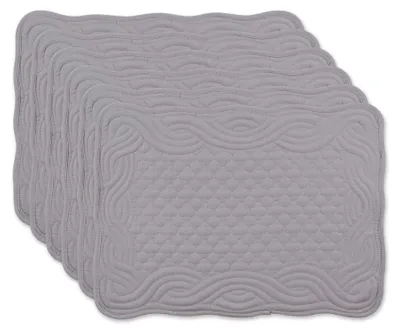 6er-Set gesteppte Platzsets, grau, 33 x 45,7 cm