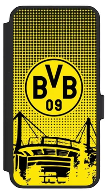 Produktbild von NIVOCASE Klapphülle für Samsung Galaxy A56 5G  Handyhülle aus Kunst Leder NIVOflip schwarz BVB Borussia Dortmund Stadion