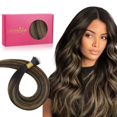 Produktbild von Nanoring Extensions Echthaar 50g 55cm Balayage Dunkel Braun to Chestnut Braun