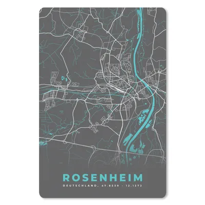 Produktbild von MuchoWow® Mauspad Mousepad Stadtplan - Karte - Rosenheim - Blau - Deutschland - Karte 18x27 cm - Mousepads - Maus Mat - Pad - Mausunterlage