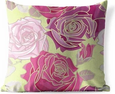 Produktbild von MuchoWow® Outdoor Kissen - Rosen - Rosa - Muster - 40x40 cm - Wetterfest - Lounge Kissen - Kopfkissen - Interieur - Polster mit Bild