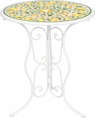 Produktbild von Gartentisch Menton Weiß Zitronenmotiv Ø 55 cm H 70 cm