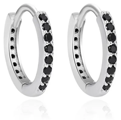 Immagine prodotto di Orecchini a cerchio in argento con zirconi neri AGT-E234KBK