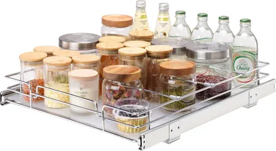 Immagine prodotto di Scaffale estraibile per lavello Scaffale per cucina portaspezie, 432 x 533 x 63,5 mm Scaffale per lavello estraibile 13 kg Scaffale per base organizzatore portante Scaffale per lavello acciaio