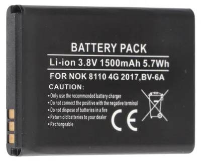 Produktbild von Akku passend für Nokia 8110 4G 2017, BV-6A Li-Ion 3,8 Volt 53,2 x 38,0 x 5,9mm